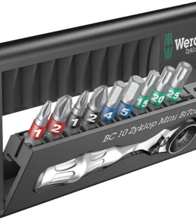 WERA Bit-Check 10 Zyklop Mini BiTorsion 1 Bit assortment with ratchet