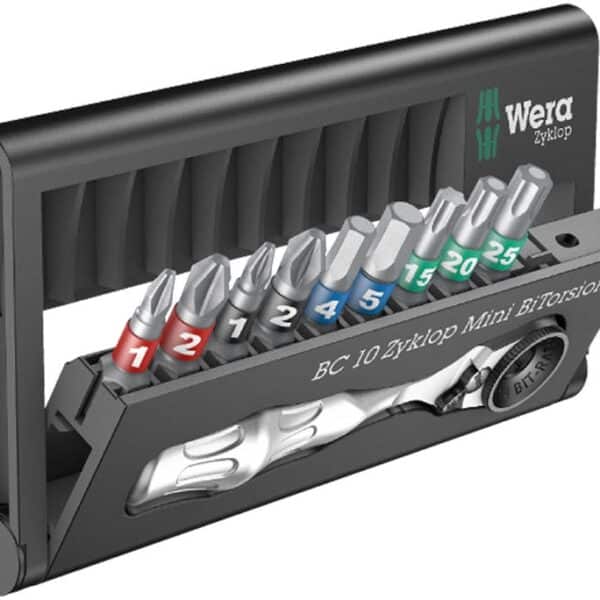 WERA Bit-Check 10 Zyklop Mini BiTorsion 1 Bit assortment with ratchet