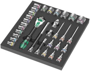 WERA  9722 Foam insert 8000 C Zyklop 1/2 ratchet set 1 Zyklop ratchet set, 31-pieces