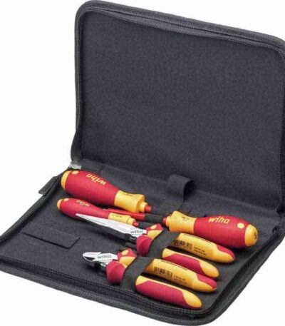 WIHA Tool set electrician screwdriver, heavy-duty diagonal cutters, 6-pcs. incl. tool folder