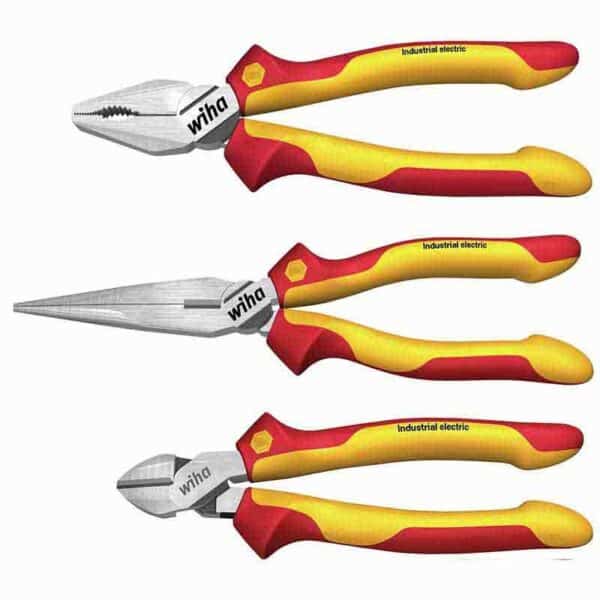 WIHA Pliers set Industrial electric Combination pliers, needle nose pliers, diagonal cutters 3-pcs.