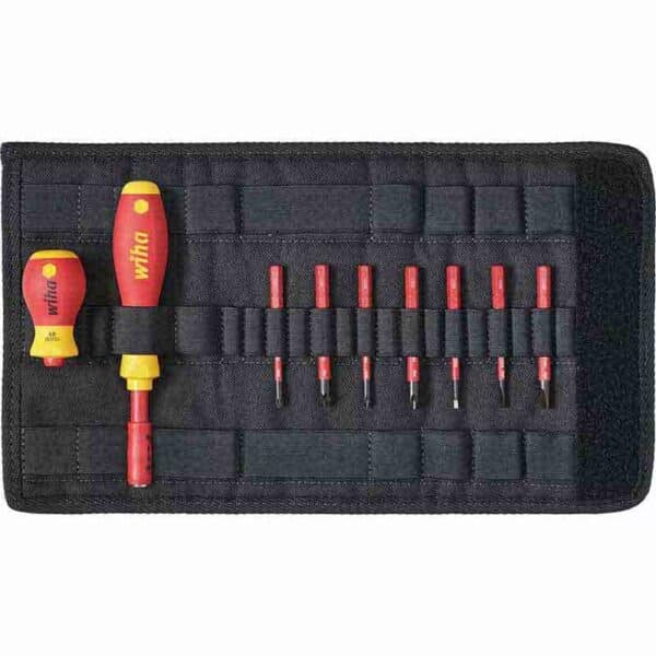 WIHA Screwdriver and bit set slimVario® screwdriver Slotted, Phillips, Pozidriv, 10-pcs. incl. foldi