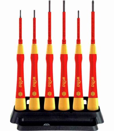 WIHA Fine screwdriver set PicoFinish® electric Slotted, Phillips, 7 pcs. incl. holder