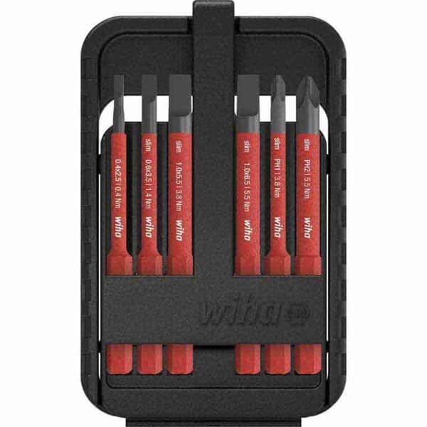 WIHA slimBit electric bit set Slotted, Phillips 6-pcs.