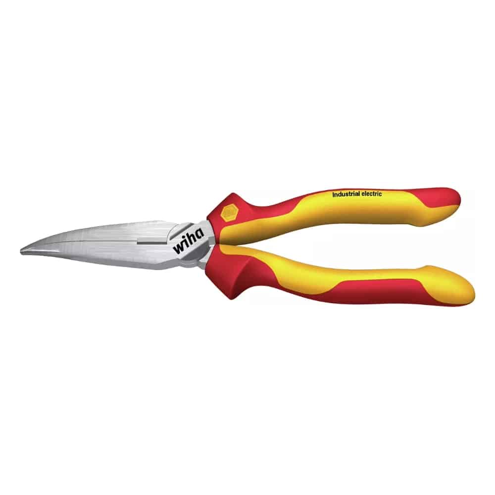 38859.jpg WIHA - Industrial electric needle nose pliers 200mm with cutting edge curved shape, approx. 40° - Image 1