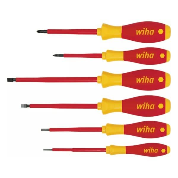 WIHA - Screwdriver set SoftFinish® electric Slotted, Phillips 6-pcs